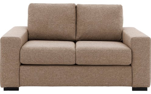 Goossens Bank Lucca bruin, stof, 2-zits, stijlvol landelijk