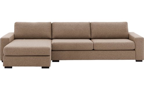 Goossens Hoekbank Lucca Met Chaise Longue bruin, stof, 3-zits, stijlvol landelijk
