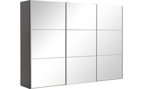 Goossens Kledingkast Easy Storage Sdk, 303 cm breed, 220 cm hoog, 3x 3 paneel spiegel schuifdeuren