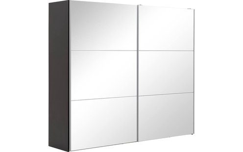 Goossens Kledingkast Easy Storage Sdk, 253 cm breed, 220 cm hoog, 2x 3 paneel spiegel schuifdeuren