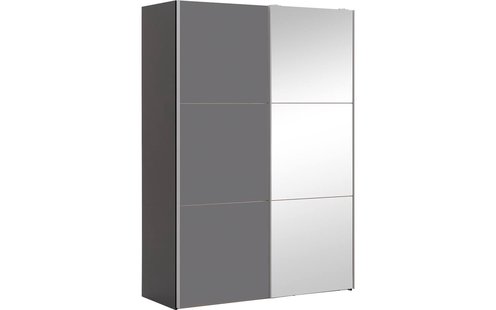 Goossens Kledingkast Easy Storage Sdk, 153 cm breed, 220 cm hoog, 1x 3 paneel glas schuifdeur li en 1x 3 paneel spiegel schuifdeur re