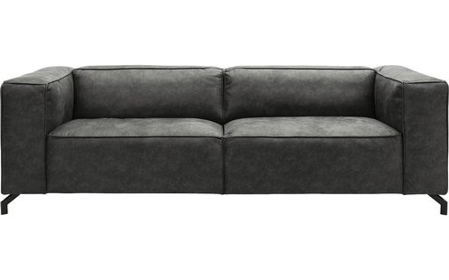 Goossens Bank Calvin grijs, micro leer, 3,5-zits, modern design