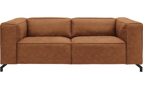 Goossens Bank Calvin cognac, micro leer, 2,5-zits, modern design