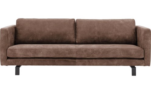 Goossens Excellent Bank Nuance bruin, leer, 3,5-zits, urban industrieel