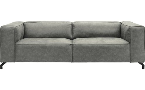 Goossens Bank Calvin grijs, micro leer, 3,5-zits, modern design