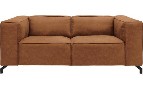 Goossens Bank Calvin cognac, micro leer, 2-zits, modern design