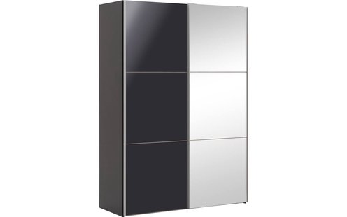 Goossens Kledingkast Easy Storage Sdk, 153 cm breed, 220 cm hoog, 1x 3 paneel schuifdeur li en 1x 3 paneel spiegel schuifdeur re