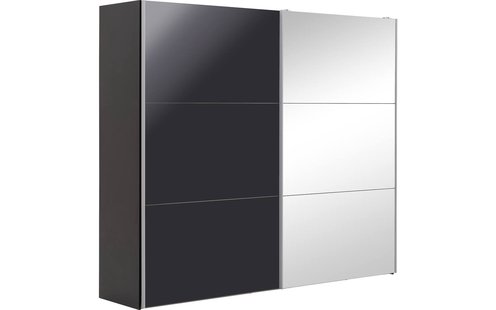 Goossens Kledingkast Easy Storage Sdk, 253 cm breed, 220 cm hoog, 1x 3 paneel schuifdeur li en 1x 3 paneel spiegel schuifdeur re