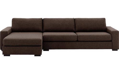 Goossens Hoekbank Lucca Met Chaise Longue bruin, stof, 3-zits, stijlvol landelijk