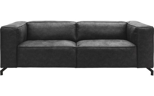 Goossens Bank Calvin antraciet, micro leer, 3-zits, modern design