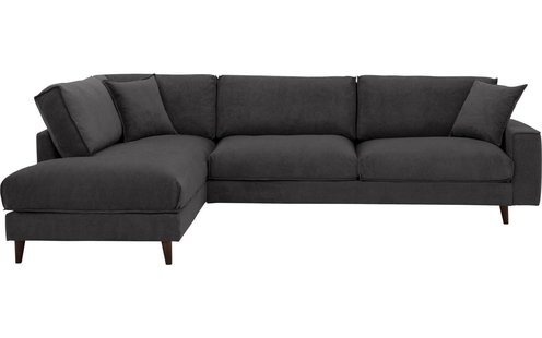 Goossens Bank Jonas grijs, stof, 3,5-zits, urban industrieel met ligelement links