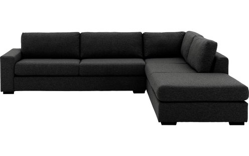 Goossens Hoekbank Lucca Met Ligelement antraciet, stof, 2,5-zits, stijlvol landelijk met ligelement rechts