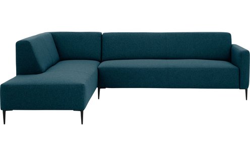 Goossens Bank Key West blauw, stof, 3-zits, modern design met ligelement links