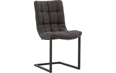 Goossens Eetkamerstoel Steven antraciet microvezel leuning, urban industrieel