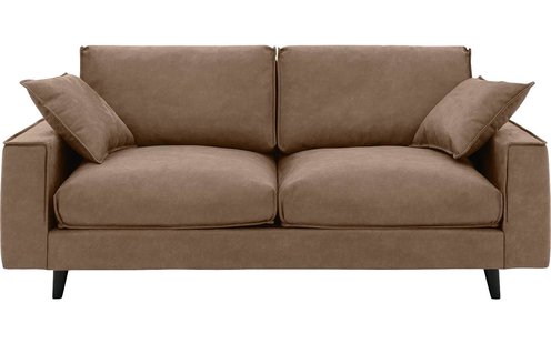 Goossens Bank Jonas bruin, micro leer, 2,5-zits, urban industrieel