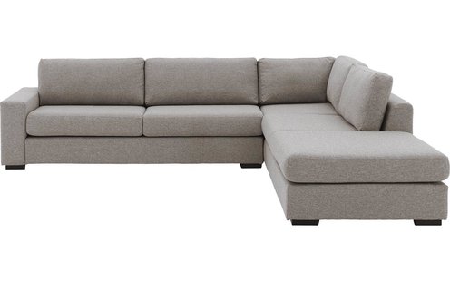 Goossens Bank Lucca grijs, stof, 3-zits, stijlvol landelijk met ligelement rechts