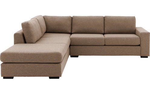Goossens Hoekbank Lucca Met Ligelement bruin, stof, 2,5-zits, stijlvol landelijk met ligelement links