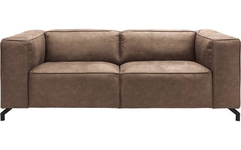 Goossens Bank Calvin bruin, micro leer, 2,5-zits, modern design