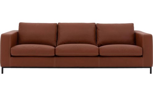 Goossens Excellent Bank Massimo cognac, leer, 3-zits, urban industrieel