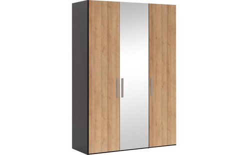 Goossens Kledingkast Easy Storage Ddk, Kledingkast 153 cm breed, 220 cm hoog, 2x draaideur en 1x spiegel draaideur midden