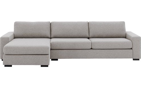 Goossens Hoekbank Lucca Met Chaise Longue grijs, stof, 3-zits, stijlvol landelijk