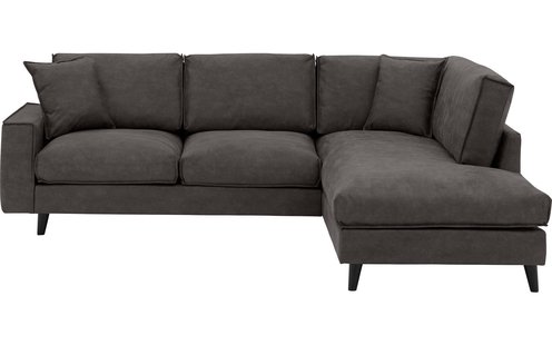 Goossens Bank Jonas grijs, micro leer, 2,5-zits, urban industrieel met ligelement rechts