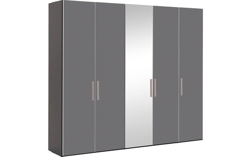 Goossens Kledingkast Easy Storage Ddk, Kledingkast 253 cm breed, 220 cm hoog, 4x glas draaideur en 1x spiegel draaideur midden