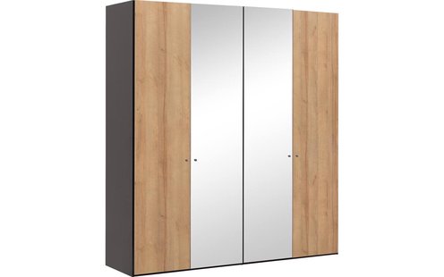 Goossens Kledingkast Easy Storage Ddk, Kledingkast 203 cm breed, 220 cm hoog, 2x draaideur en 2x spiegel draaideur midden