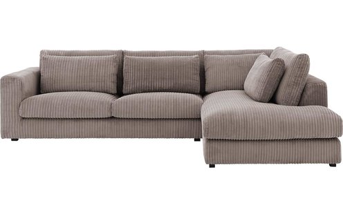 Goossens Bank Ravenia bruin, stof, 3-zits, stijlvol landelijk met ligelement rechts