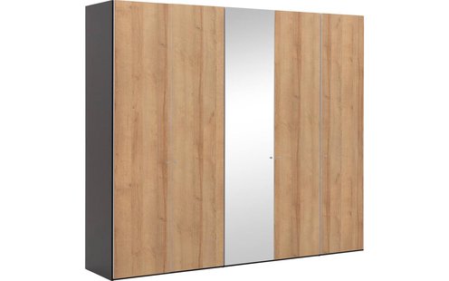 Goossens Kledingkast Easy Storage Ddk, Kledingkast 253 cm breed, 220 cm hoog, 4x draaideur en 1x spiegel draaideur midden