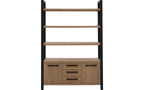 Goossens Wandmeubel Santos, 2 deuren, 3 laden, 3 open vakken 200 cm hoog 137 cm breed