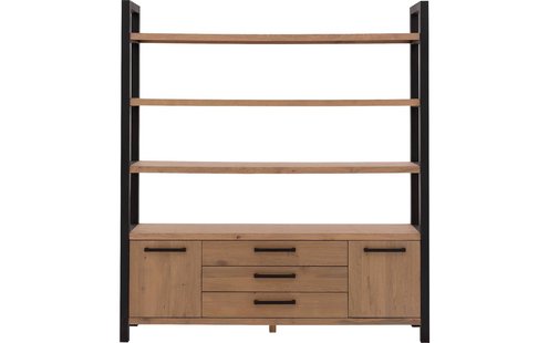 Goossens Wandmeubel Santos, 2 deuren, 3 laden, 3 open vakken 200 cm hoog 180 cm breed