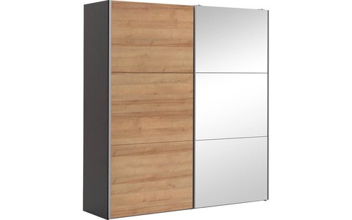 Goossens Kledingkast Easy Storage Sdk, 203 cm breed, 220 cm hoog, 1x 3 paneel schuifdeur li en 1x 3 paneel spiegel schuifdeur re