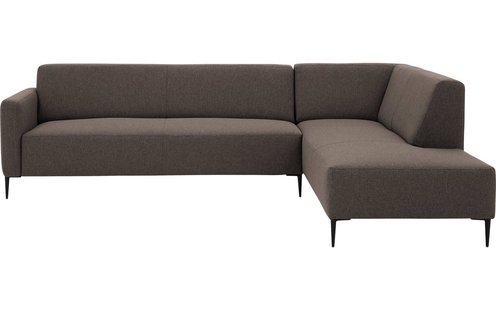 Goossens Bank Key West bruin, stof, 3-zits, modern design met ligelement rechts