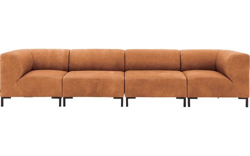 Goossens Excellent Bank Marshall cognac, leer, 2 x 1,5-zits, urban industrieel