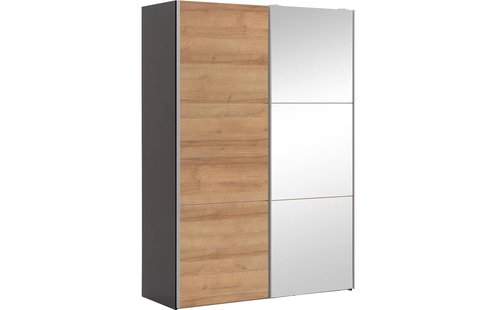 Goossens Kledingkast Easy Storage Sdk, 153 cm breed, 220 cm hoog, 1x 3 paneel schuifdeur li en 1x 3 paneel spiegel schuifdeur re