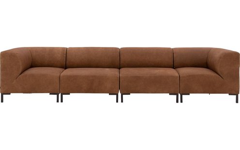 Goossens Excellent Bank Marshall bruin, leer, 2 x 1,5-zits, urban industrieel