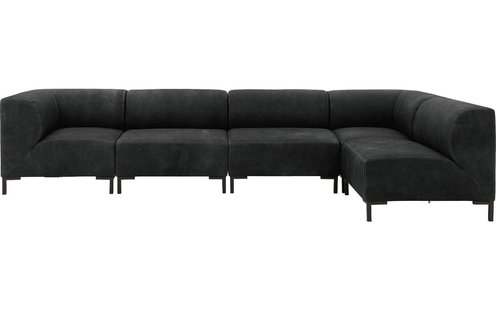 Goossens Excellent Hoekbank Marshall zwart, leer, 1,5-zits, urban industrieel