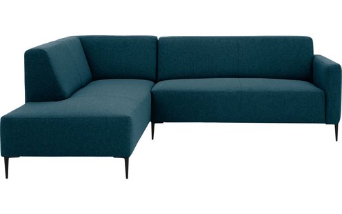 Goossens Bank Key West blauw, stof, 2,5-zits, modern design met ligelement links