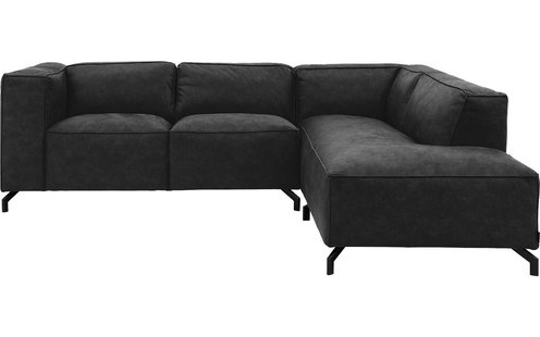 Goossens Bank Calvin antraciet, micro leer, 2-zits, modern design met ligelement rechts