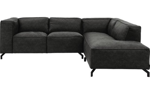 Goossens Bank Calvin grijs, micro leer, 2-zits, modern design met ligelement rechts