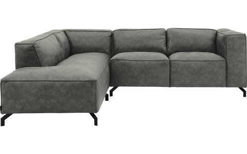 Goossens Bank Calvin grijs, micro leer, 2-zits, modern design met ligelement links