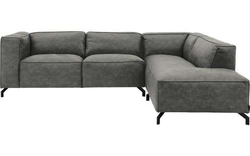 Goossens Bank Calvin grijs, micro leer, 2,5-zits, modern design met ligelement rechts