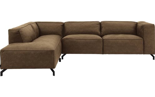 Goossens Bank Calvin groen, micro leer, 3-zits, modern design met ligelement links