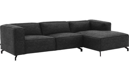 Goossens Bank Calvin antraciet, micro leer, 3-zits, modern design