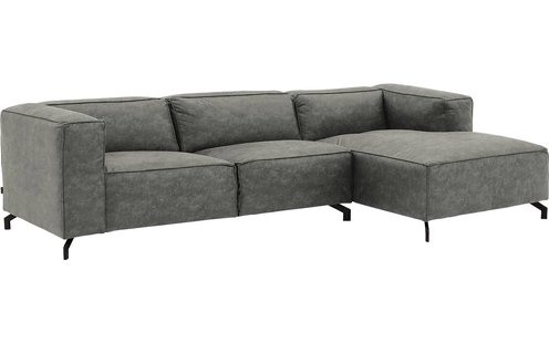 Goossens Bank Calvin grijs, micro leer, 3-zits, modern design