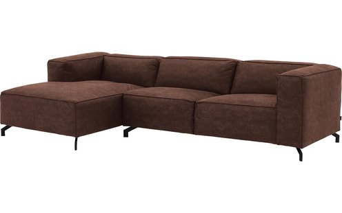 Goossens Bank Calvin bruin, micro leer, 3-zits, modern design