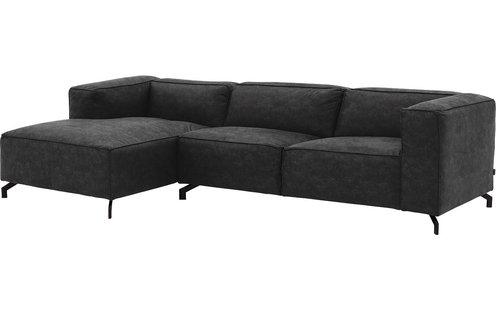 Goossens Bank Calvin antraciet, micro leer, 3-zits, modern design