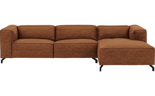 Goossens Bank Calvin cognac, micro leer, 3,5-zits, modern design