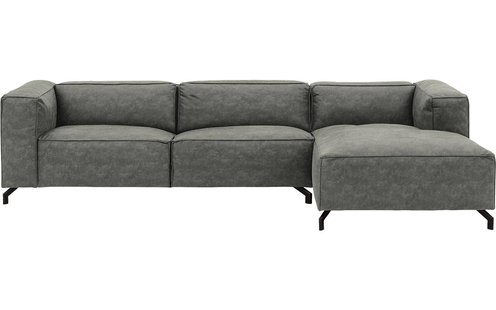 Goossens Bank Calvin grijs, micro leer, 3,5-zits, modern design